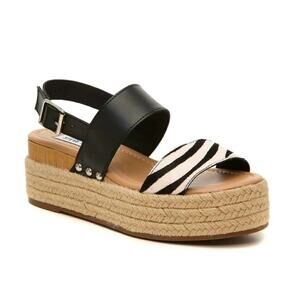 Steve Madden Fifer Black and Zebra Platform Espadrilles Sz 9.5